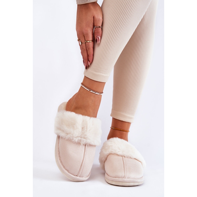 BM Pantuflas Mujer Lisas Con Pelo Morisea Beige Claro 2