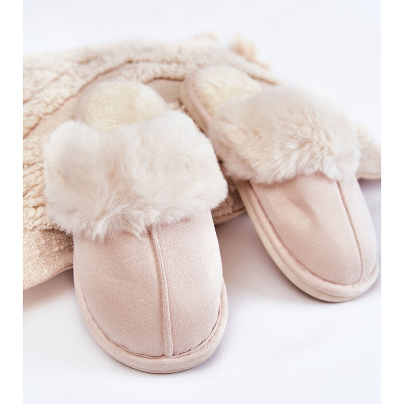 BM Pantuflas Mujer Lisas Con Pelo Morisea Beige Claro 1