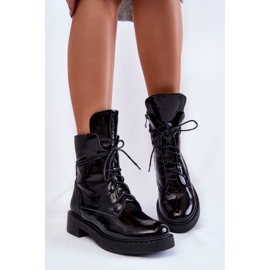 Botas Mujer Lacadas Con Cordones Negro Laverda 3