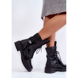 Botas Mujer Lacadas Con Cordones Negro Laverda 4