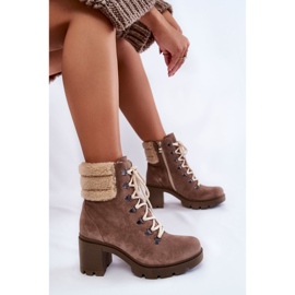 Botas De Mujer De Ante Con Cordones Y Tacón Marrón Fenya 8