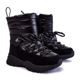 PE1 Negro Botas De Nieve Cálidas Para Niños Leena Con Cremallera 6