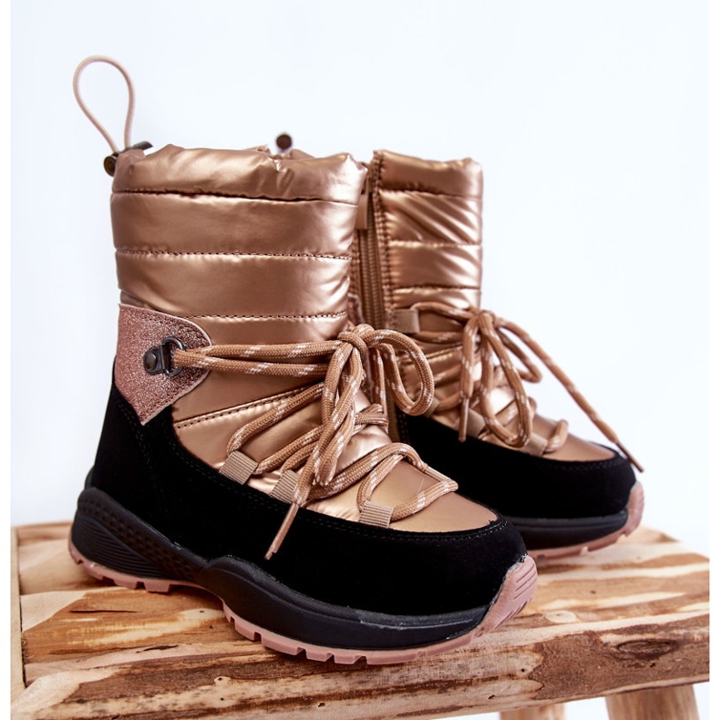 PE1 Botas De Nieve Cálidas Con Cremallera Leena Dorada Para Niños dorado 1