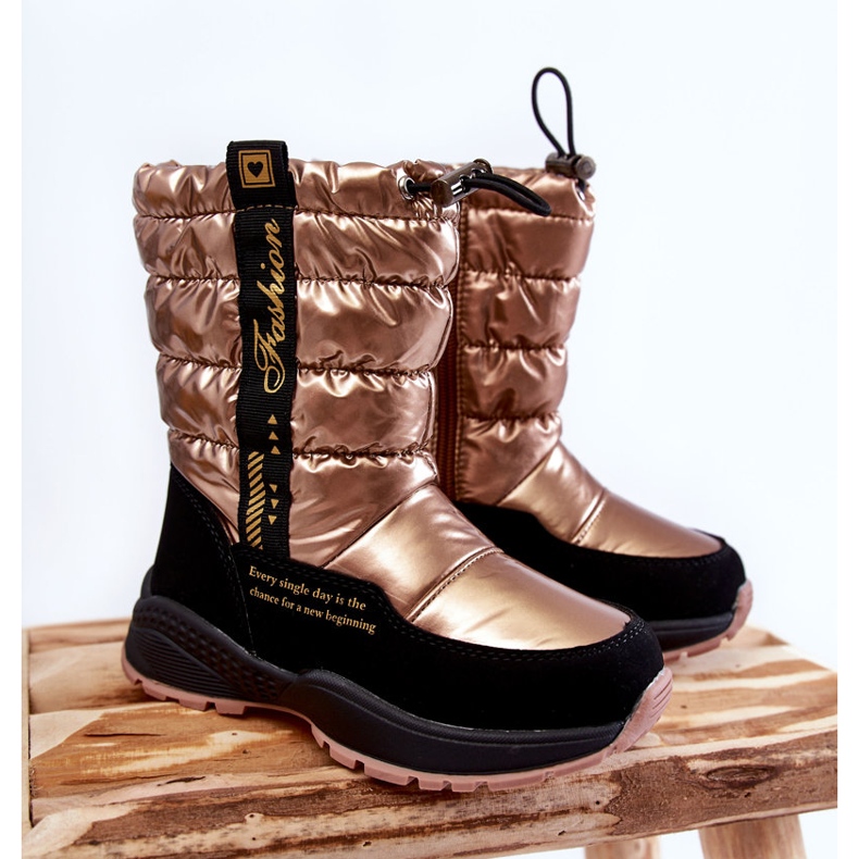 Botas de nieve cálidas de lana para niños en deslizador Golden Delhi dorado 1