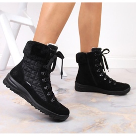 Botas de nieve impermeables de cuero Rieker W RKR561 negro 3
