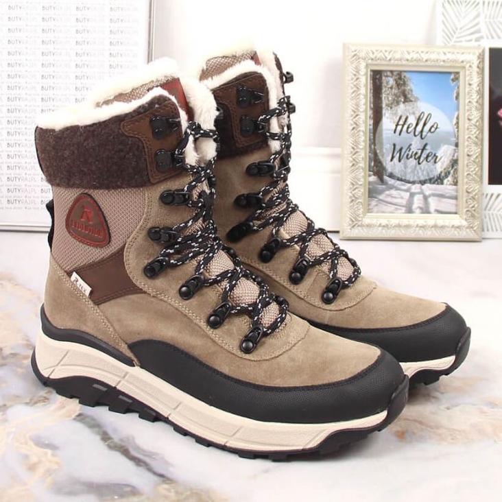 Botas de nieve de cuero impermeable Rieker Revolution W RKR565 beige 2