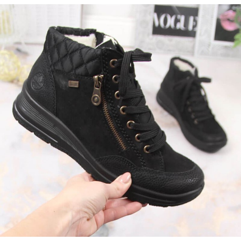 Botas impermeables con aislamiento de cuero Rieker W RKR567 negro 1