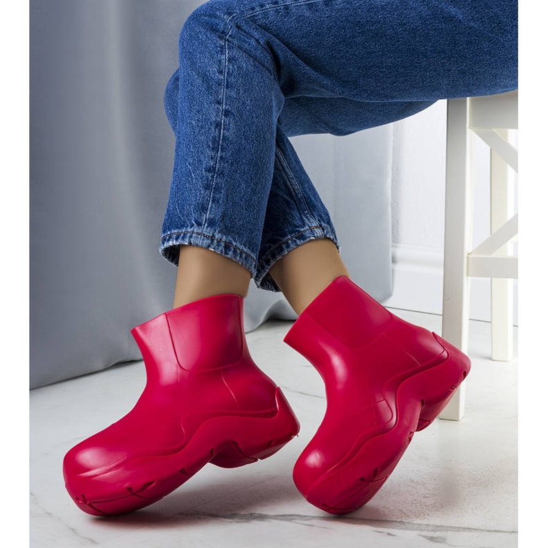 BM Botas de agua rosas con suela alta de Frolo 1