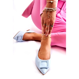 WS1 Bailarinas De Piel Con Adorno Simone Spitz Azul 3 WS1 Bailarinas De Piel Con Adorno Simone Spitz Azul 3