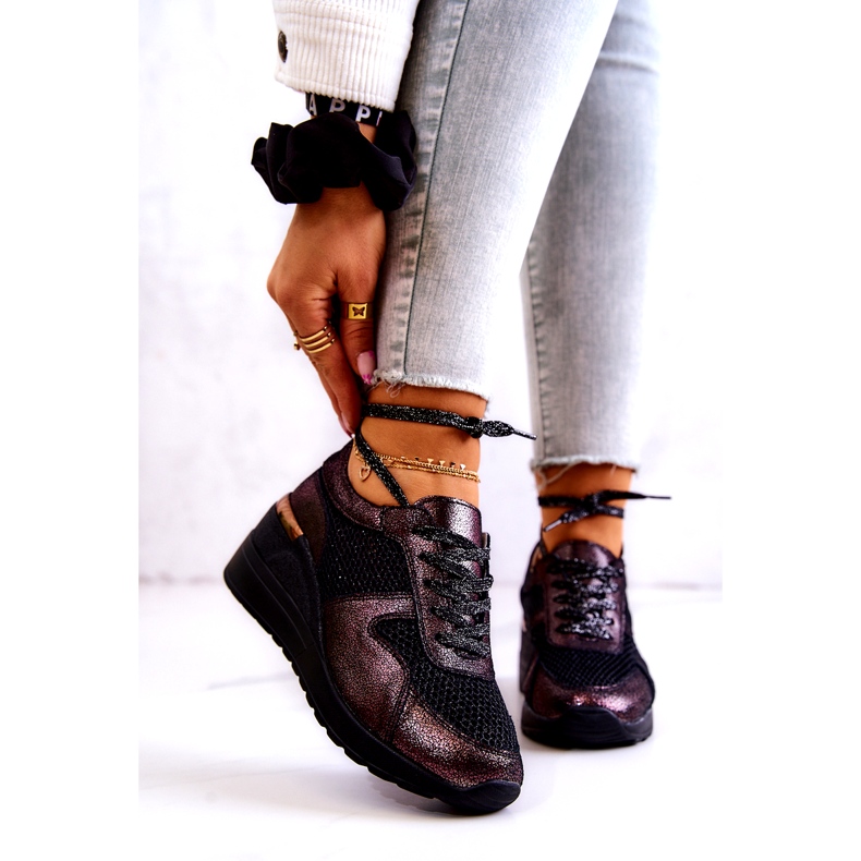 Deportivas Cuña Piel Malla S.Barski Negro 1