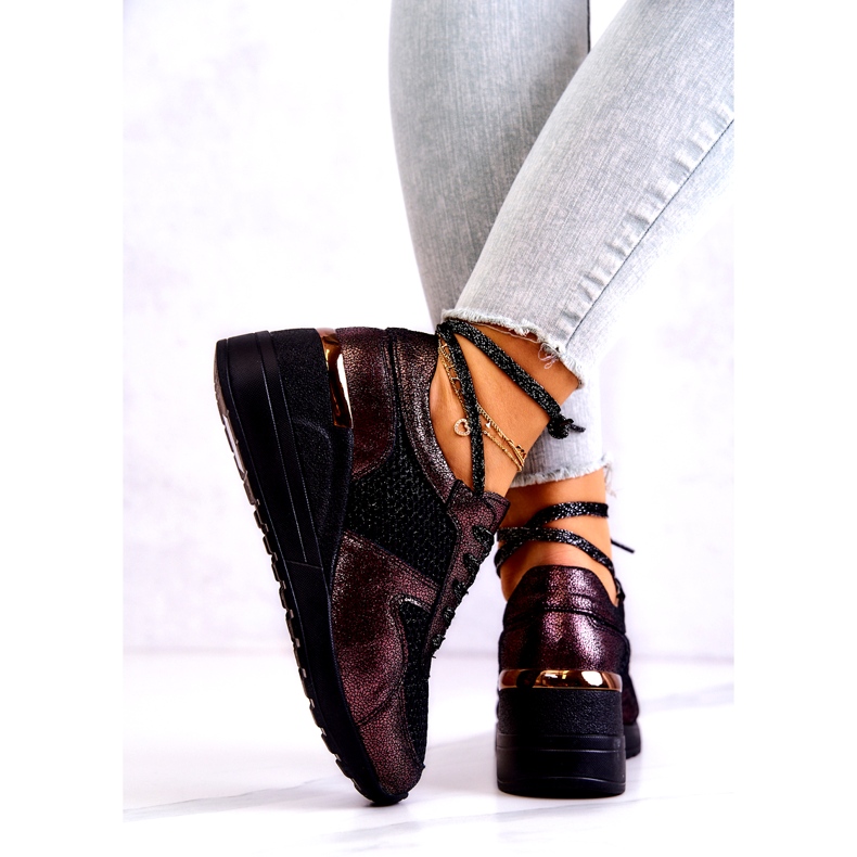 Deportivas Cuña Piel Malla S.Barski Negro 3