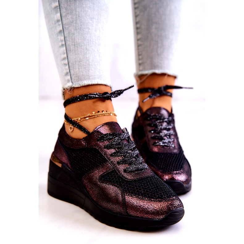 Deportivas Cuña Piel Malla S.Barski Negro 5