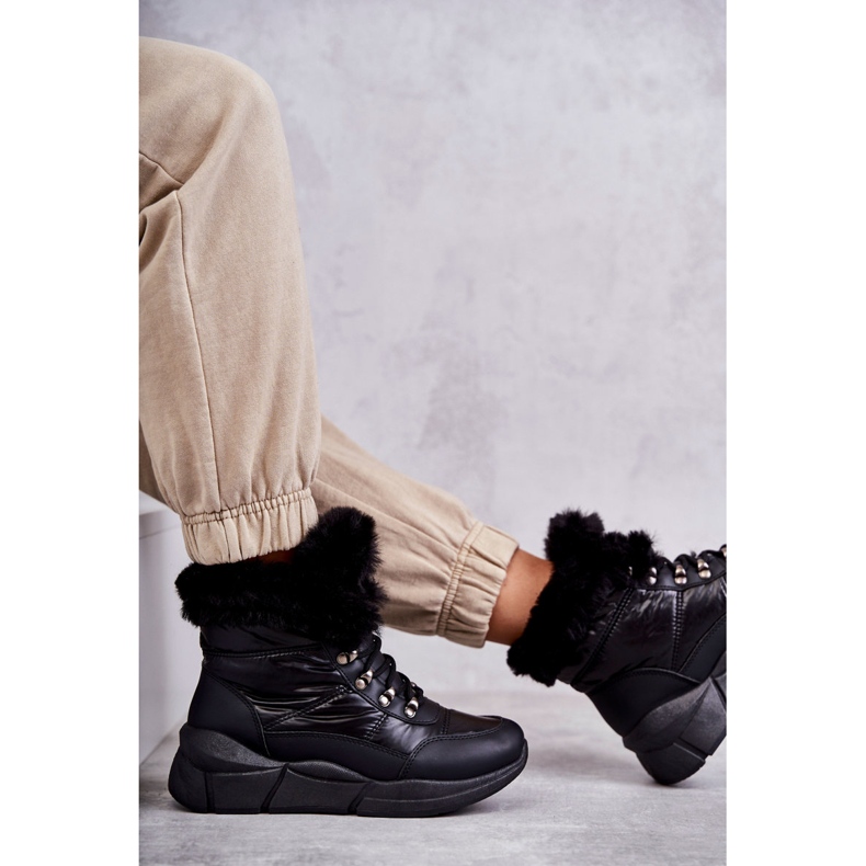 NEWS Botas De Nieve De Mujer Con Cordones Negro Anna 4