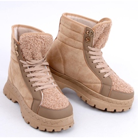 BM Botas de cordones con piel de cordero Khandi Khaki beige caqui 3