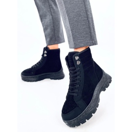 Botas de cordones con piel de cordero Khandi Black negro 2