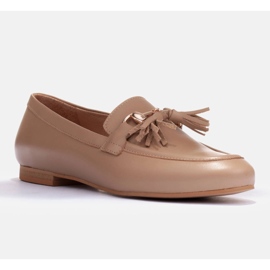 Marco Shoes Mocasines de piel con flecos beige 4