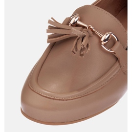 Marco Shoes Mocasines de piel con flecos beige 3