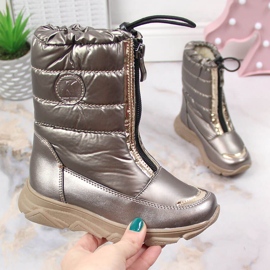 Botas de nieve impermeables para niña con membrana en dorado Kornecki 6920 1