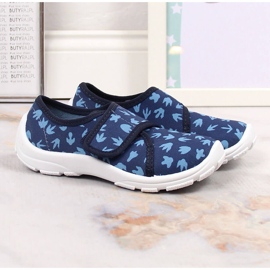 Pantuflas de guardería para niño con velcro azul marino Befado 974X476 4