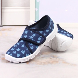 Pantuflas de guardería para niño con velcro azul marino Befado 974X476 5