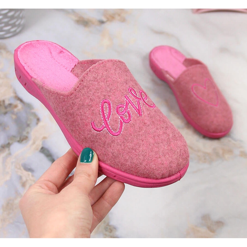 Zapatillas casa niña fieltro corredera rosa Befado 707Y428 rosado 2