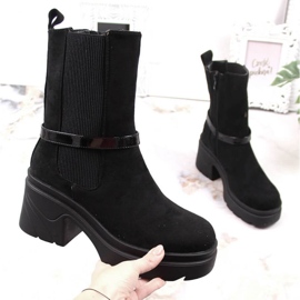 Botines Chelsea en el poste, con aislamiento de ante Jezzi W JEZ382A negro 1