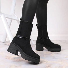Botines Chelsea en el poste, con aislamiento de ante Jezzi W JEZ382A negro 4