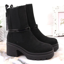 Botines Chelsea en el poste, con aislamiento de ante Jezzi W JEZ382A negro 5