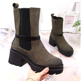 Botines Chelsea en el poste, con aislamiento de ante Jezzi W JEZ382B verde 1