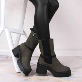 Botines Chelsea en el poste, con aislamiento de ante Jezzi W JEZ382B verde 3
