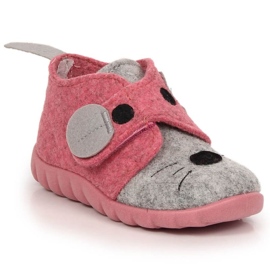 Pantuflas de fieltro mascotas con Velcro Befado Jr BEF41 rosa 2