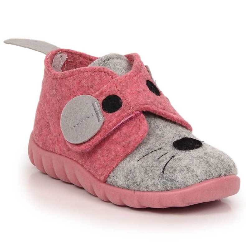 Pantuflas de fieltro mascotas con Velcro Befado Jr BEF41 rosa 2