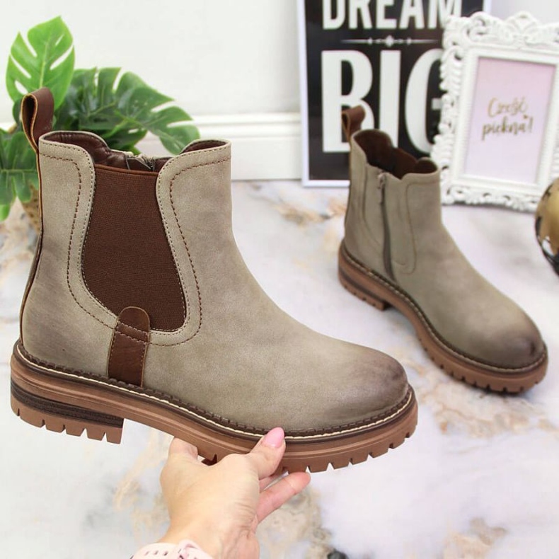 Botas Jodhpur con plataforma insuladas eVento W EVE368A beige marrón 1