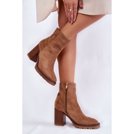Botas De Mujer De Ante Con Tacón Y Cremallera Camel Odette beige 4