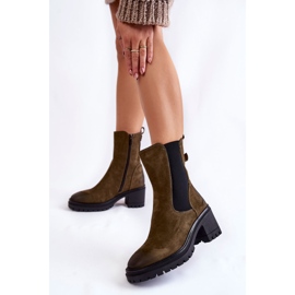 Vinceza Botines de mujer en ante con cremallera Liris verde 2