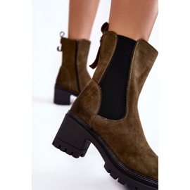 Vinceza Botines de mujer en ante con cremallera Liris verde 3