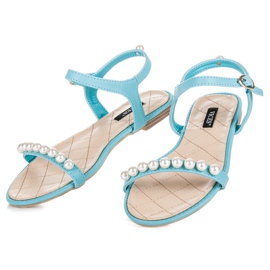 Vices Sandalias planas con cuentas azul 3