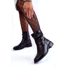 Sergio Leone Tacones planos arrugados para mujeres negros 2