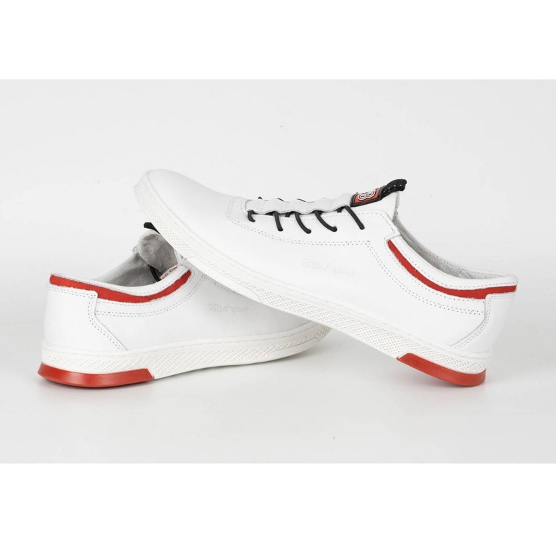 Polbut Zapato casual piel hombre K23 blanco con rojo 6