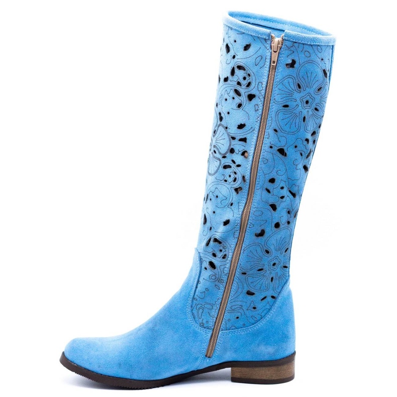 Olivier Botas de mujer caladas Flores azules 1
