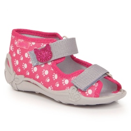 Zapatillas de estar por casa de niña con velcro y gato en Befado rosa rosado 1