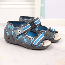 Pantuflas de niño con velcro y Befado azul y gris carrera 4