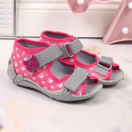 Zapatillas de estar por casa de niña con velcro y gato en Befado rosa rosado 3