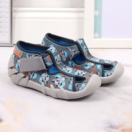 Zapatillas casa velcro infantil con murciélago Befado gris 3