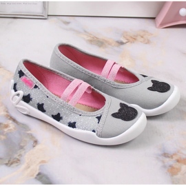 Pantuflas de niña con banda elástica con resbalón de gato en Befado gris 5