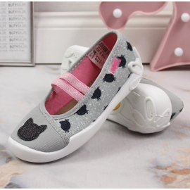 Pantuflas de niña con banda elástica con resbalón de gato en Befado gris 6