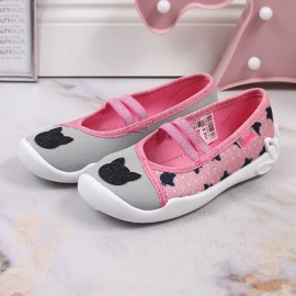 Pantuflas de niña con goma elástica con resbalón de gato en Befado rosa rosado 3
