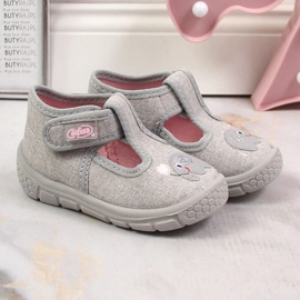 Zapatillas casa niña con velcro Befado gris con elefante 4