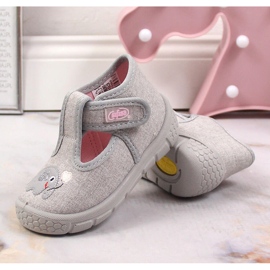 Zapatillas casa niña con velcro Befado gris con elefante 5