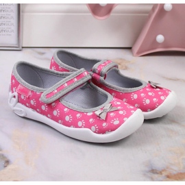 Zapatillas casa niña con velcro lazo Befado rosa rosado 4